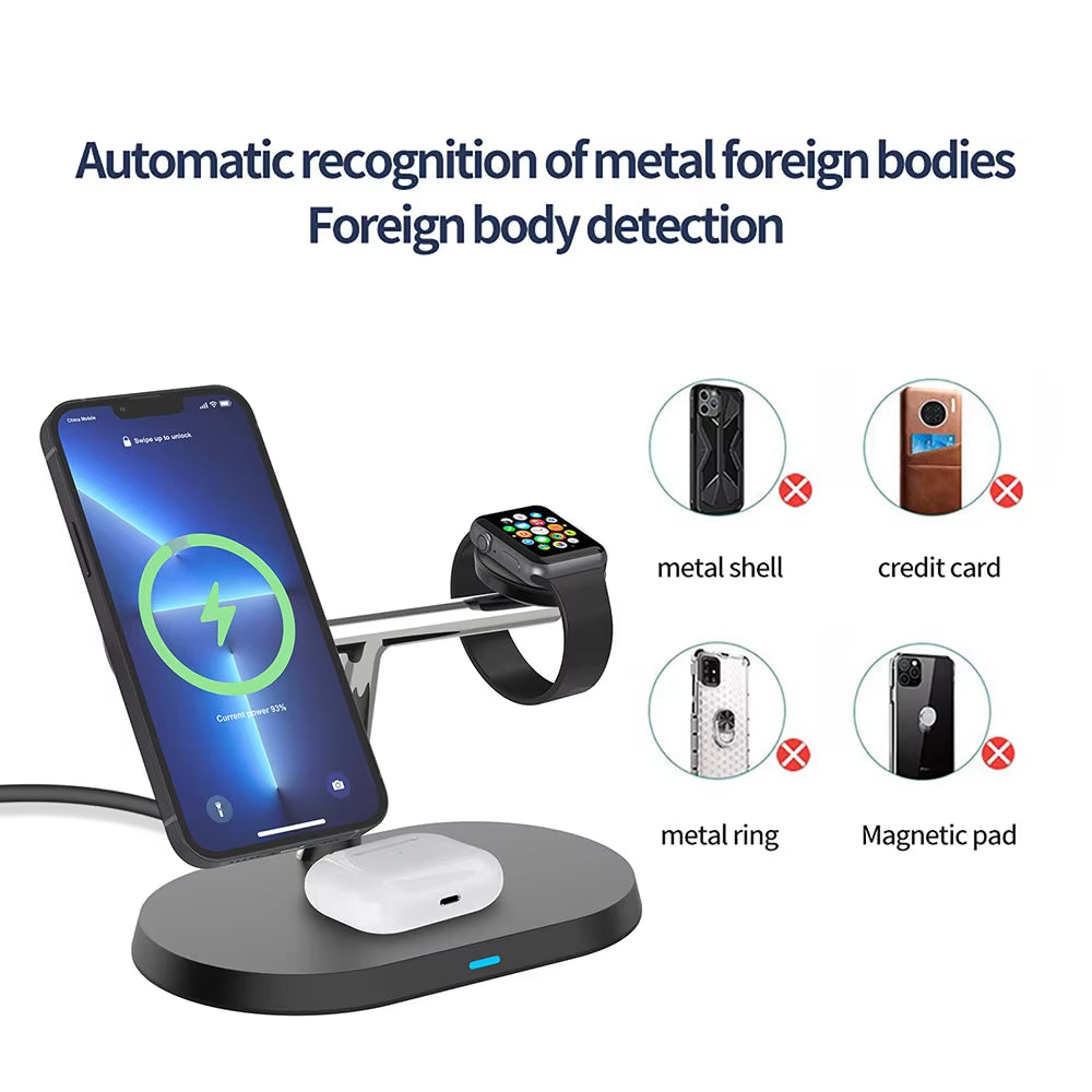 Trending Products 2025 New Arrivals Wireless Charger 3 in 1 for Iphone 15 13 12 Night Light Mobile Phone Holder