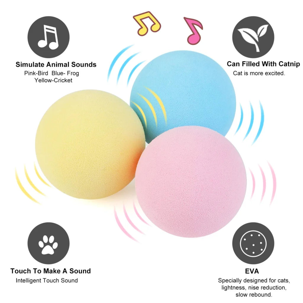 Cat Training Squeaky Ball Toy Smart Cat Toys Interactive Ball Catnip Pet Playing Pet Supplies Products Toy for Cats Kitten Kitty