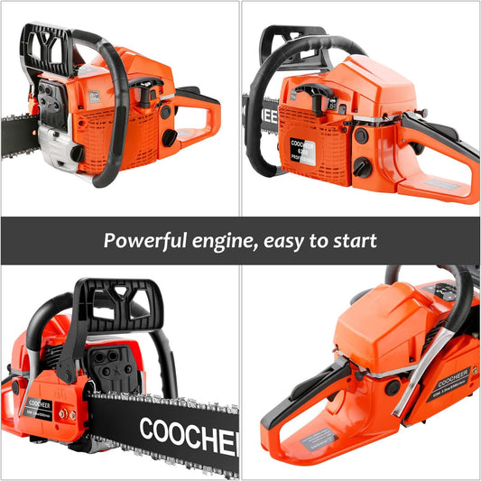 62CC 2-Cycle 3.5HP Gas Powered Chainsaw,20" Bar,Carrying Bag&Tool Kit Included,Handheld Cordless Chainsaw for Cutting Wood&Trees