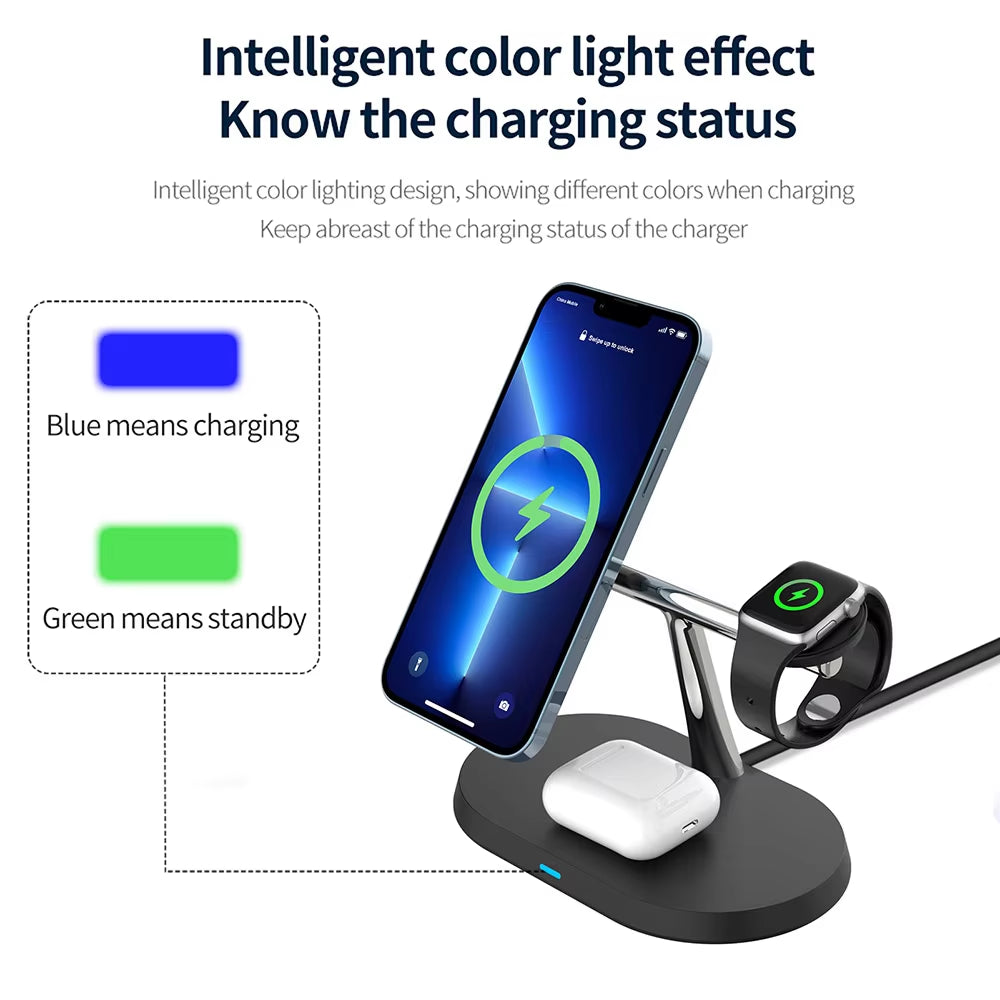 Trending Products 2025 New Arrivals Wireless Charger 3 in 1 for Iphone 15 13 12 Night Light Mobile Phone Holder